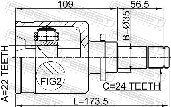 Przegub homokinetyczny wewnętrzny przedni lewy Mazda 3 sedana (BK12) (2004 - 2006) cena, od 47,65 USD