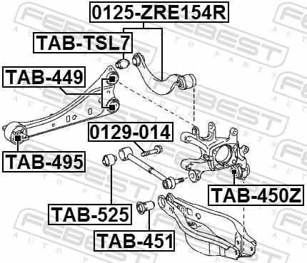 TAB495 Febest Silentblock tylnego wahacza podłużnego przedni