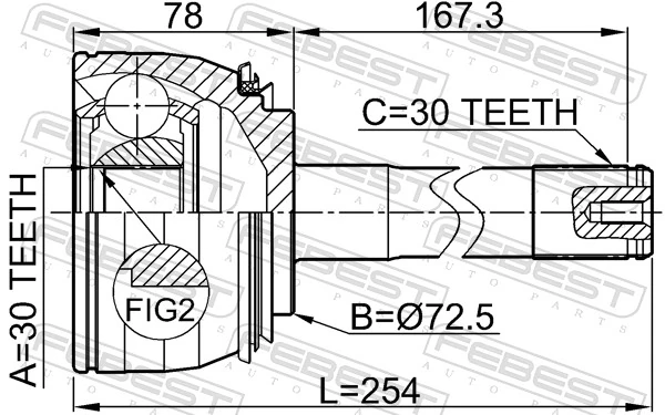 Przegub homokinetyczny przedni zewnętrzny Toyota Land Cruiser 100 SUV (J10) (1998 - 2007) cena, od 73,38 USD