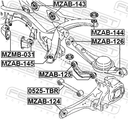 MZAB126 Febest Silentblock wahacza tylnego dolnego