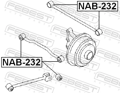 NAB232 Febest Silentblock tylnego wahacza poprzecznego