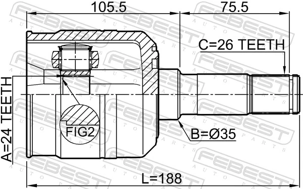 Przegub homokinetyczny wewnętrzny przedni prawy KIA Sportage I SUV (K00) (1994 - 2004) cena, od 85,04 USD