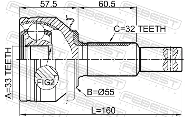 Przegub homokinetyczny przedni zewnętrzny do Nissan Altima L33 