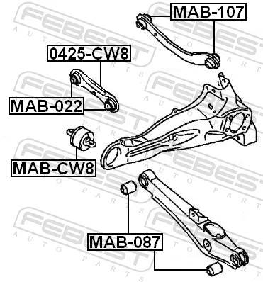 Do koszyka K05272714AA Fiat/Alfa/Lancia Silentblock tylnego wahacza podłużnego przedni