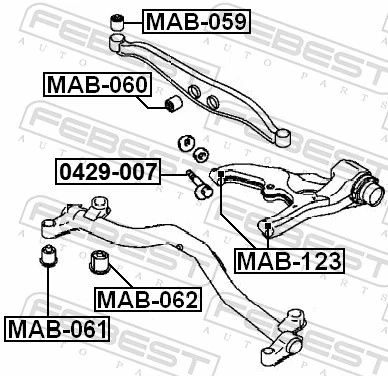 MAB123 Febest Silentblock wahacza tylnego dolnego