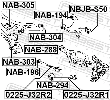 NAB305 Febest Silentblock tylnej belki