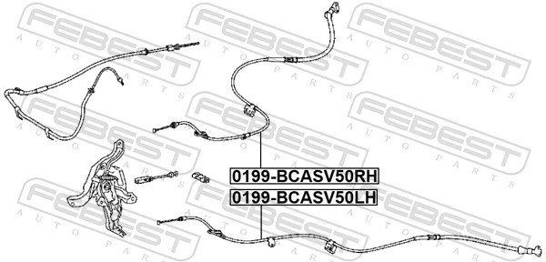 0199BCASV50RH Febest Linka hamulca ręcznego tylna prawa/lewa
