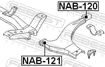 NAB121 Febest Silentblock przedniego wahacza dolnego