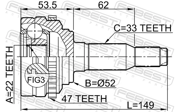 Przegub homokinetyczny przedni zewnętrzny Chevrolet Lacetti sedana (J200) (2003 - 2013) cena, od 39,09 USD