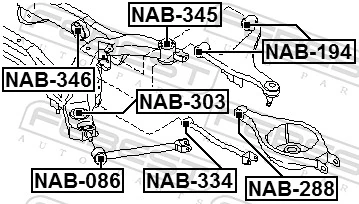 NAB346 Febest Silentblock tylnej belki