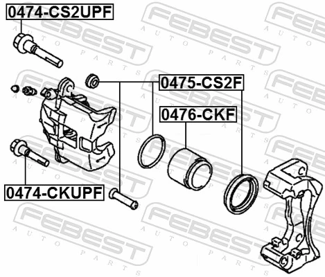 Do koszyka Zestaw naprawczy zacisku hamulcowego przedniego Daihatsu Terios II J2