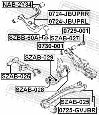 SZAB028 Febest Silentblock czopu tylnego