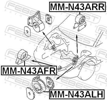 MB948001 Mitsubishi Poduszka (podpora) silnika lewa