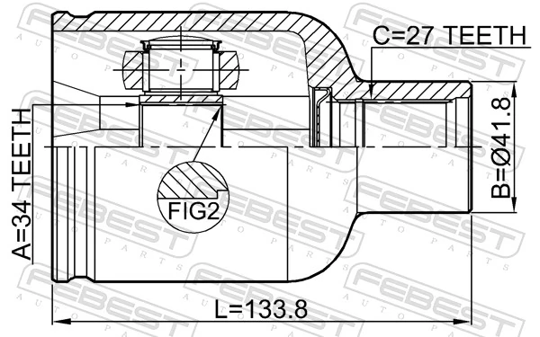 Przegub homokinetyczny wewnętrzny przedni prawy Chevrolet Captiva II SUV (C140) (2011 - 2026) cena, od 58,06 USD
