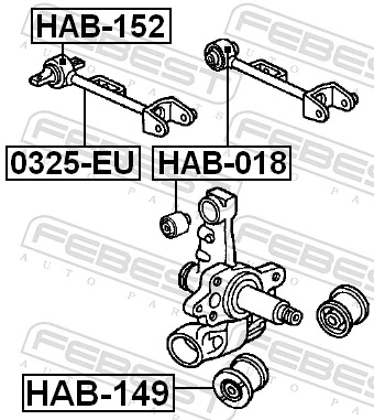 HAB018 Febest Silentblock wahacza tylnego górnego