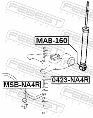 MAB160 Febest Silentblock amortyzatora tylnego