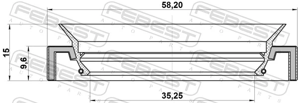 95HAY37581015C Febest Uszczelniacz półosi prawej mostu przedniego