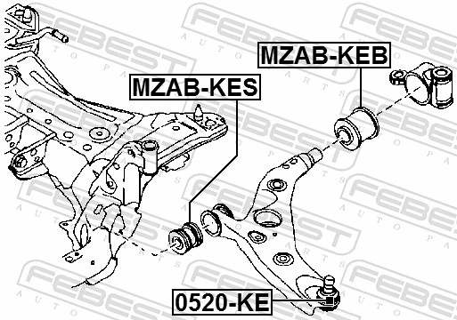 MZABKES Febest Silentblock przedniego wahacza dolnego