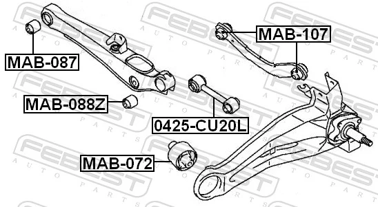 MAB088Z Febest Silentblock wahacza poprzecznego tylnego zewnętrzny