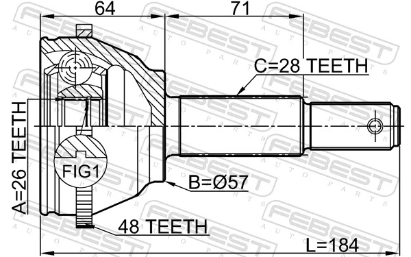 Przegub homokinetyczny przedni zewnętrzny Ford Transit V