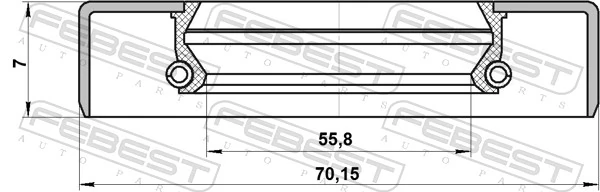 95GDS57700707X Febest Uszczelniacz półosi mostu tylnego wewnętrzny