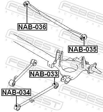 NAB033 Febest Silentblock tylnego wahacza podłużnego tyłny