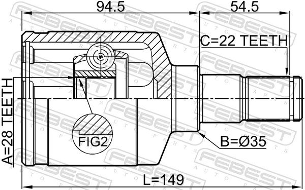 Przegub homokinetyczny wewnętrzny przedni lewy do Suzuki Swift III RS