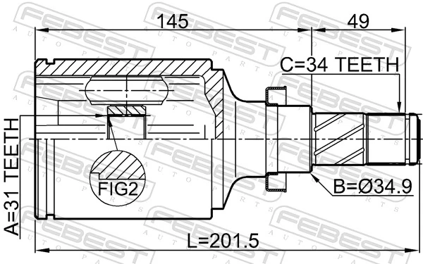 Przegub homokinetyczny wewnętrzny przedni prawy Chevrolet Cruze sedana (J300) (2009 - 2026) cena, od 48,16 USD