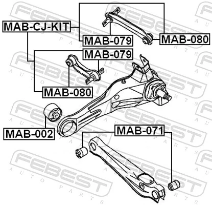 MAB080 Febest Silentblock czopu tylnego