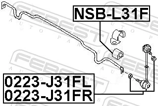 Tuleja stabilizatora przedniego Nissan Altima L31 sedana (2001 - 2006) cena, od 1,02 USD