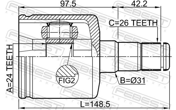 Przegub homokinetyczny wewnętrzny przedni lewy do Volvo V40  VW