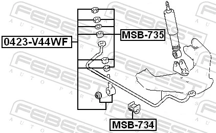 Do koszyka Łącznik stabilizatora przedniego Mitsubishi Pajero II Canvas Top V2W, V4W