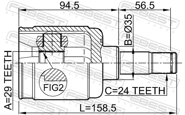 Przegub homokinetyczny wewnętrzny przedni lewy do Mazda 323 F VI BJ