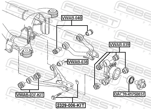 VWAB037KIT Febest Silentblock wahacza tylnego dolnego
