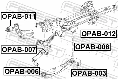 OPAB003 Febest Silentblock wahacza tylnego dolnego