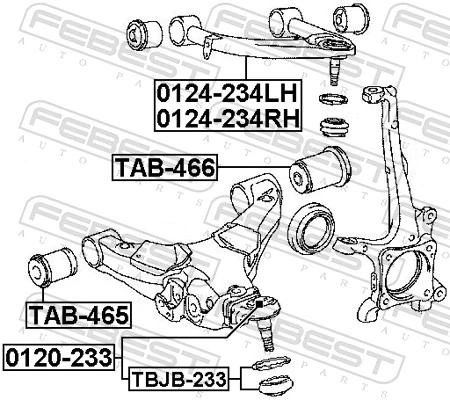 Do koszyka Wahacz zawieszenia przedniego prawy górny Toyota Land Cruiser  J200