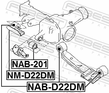 NAB201 Febest Silentblock przedni (poduszka) reduktora mostu przedniego