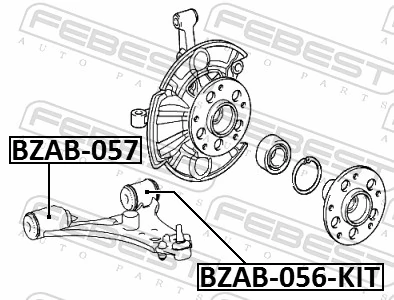 BZAB057 Febest Silentblock przedniego wahacza dolnego