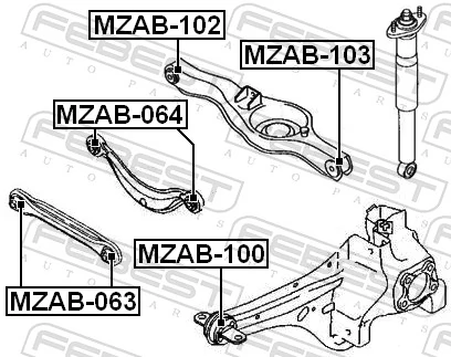 MZAB102 Febest Silentblock wahacza tylnego dolnego