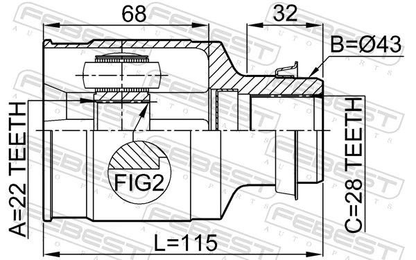 Przegub homokinetyczny wewnętrzny przedni prawy Mazda 323 BA