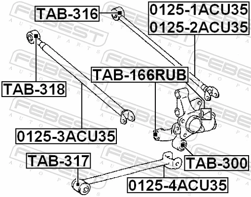 TAB166RUB Febest Silentblock czopu tylnego