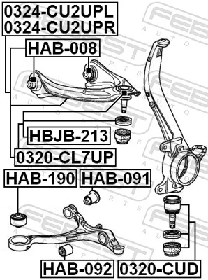 Wahacz zawieszenia przedniego prawy górny Honda Accord VIII