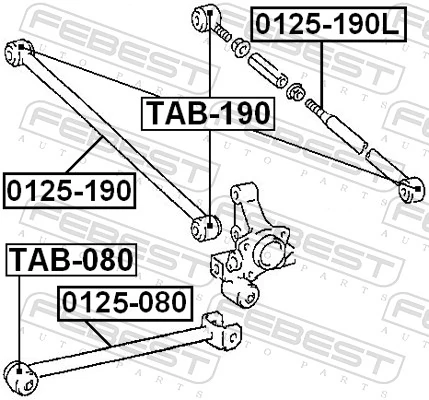 TAB080 Febest Silentblock tylnego wahacza podłużnego przedni