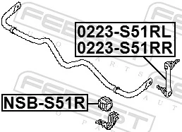 NSBS51R Febest Tuleja stabilizatora tylnego