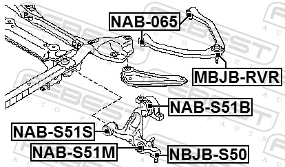 NABS51M Febest Silentblock przedniego wahacza dolnego
