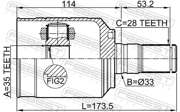 Przegub homokinetyczny wewnętrzny przedni lewy do Hyundai Santa Fe IV TM, TMA