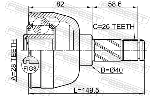 Przegub homokinetyczny wewnętrzny przedni lewy do Volvo S80 II AS, AR