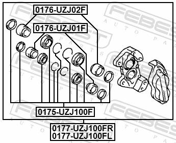 Zestaw naprawczy zacisku hamulcowego przedniego Toyota Land Cruiser 100 SUV (J10) (1998 - 2005) cena, od 16,13 USD