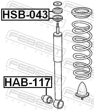 HSB043 Febest Tuleja trzpienia amortyzatora tylnego
