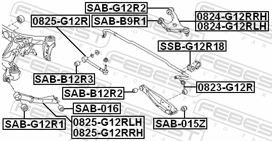SABG12R1 Febest Silentblock wahacza podłużnego tylnego dolnego